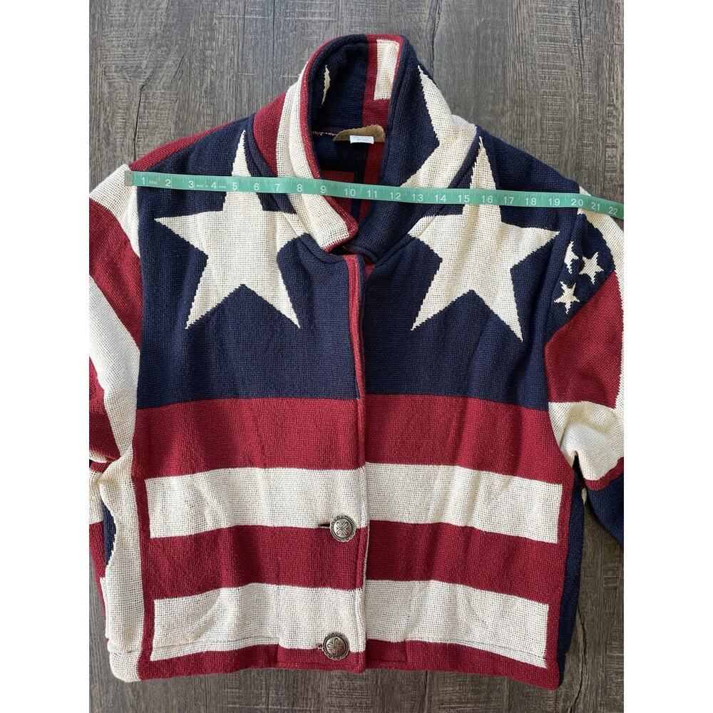 Vintage Painted Pony Patriotic USA Flag Tapestry Woven Jacket Womens One Size - Picture 8 of 10